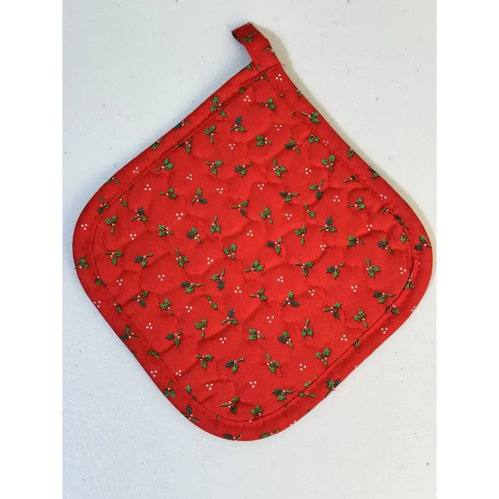 B&D Christmas Holly Wreath Holiday Bow Goose Potholder Hot Pad VTG Cottagecore